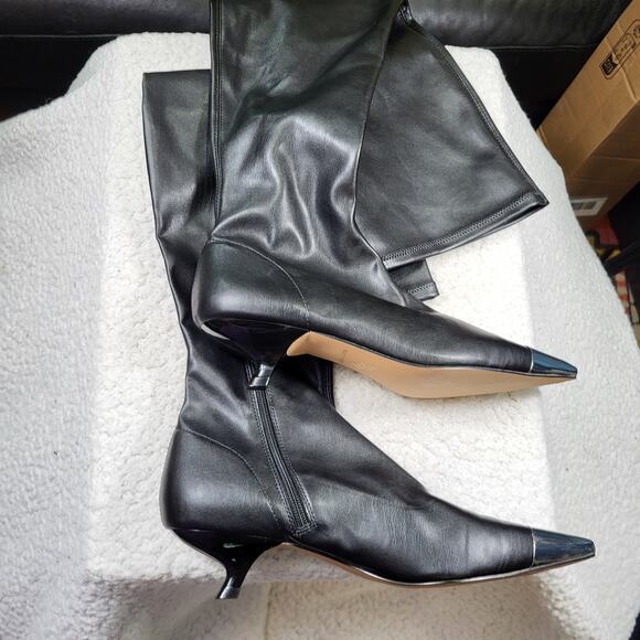 NEW Katy Perry The Micro Heel Stretch Bootie black leather metal toe cap size 10 - Picture 5 of 7